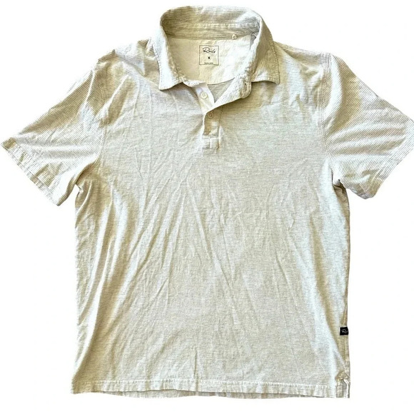 🌴 Rails MEN’S polo shirt soft white with tan stripes EUC - Picture 3 of 4